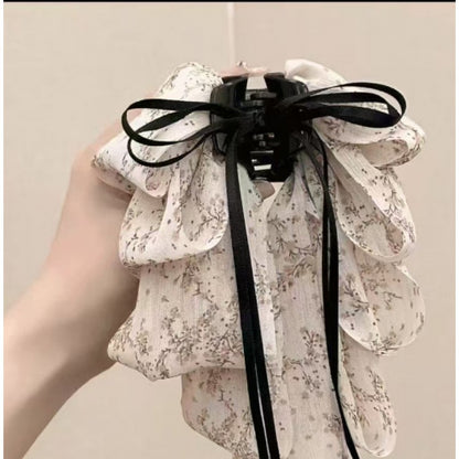 碎花蝴蝶結髮夾