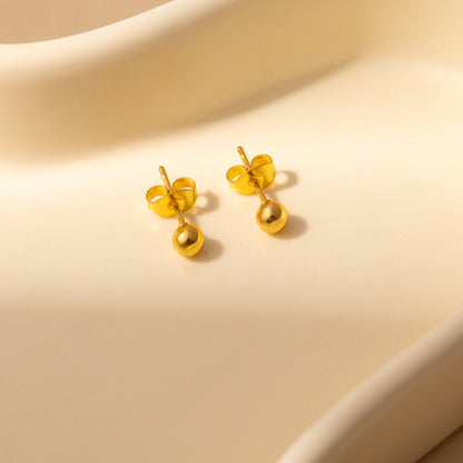 不鏽鋼圓珠簡約耳釘－2(6mm)金色款細節｜https://igowo.tw/