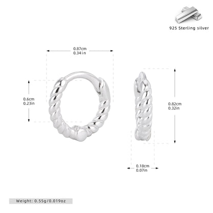 S925 耳環時尚個性麻花扭紋圓圈耳飾小眾高級感飾品