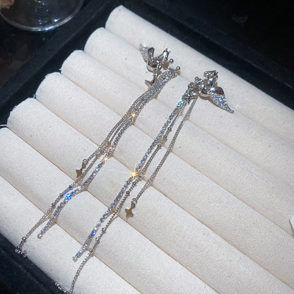 y2k甜酷風鋯石星星耳夾女無耳洞設計感小眾耳骨夾輕奢高級感耳飾