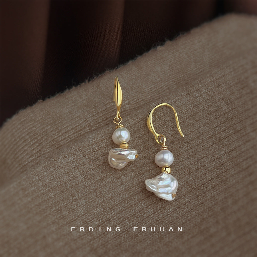 珍珠不規則復古耳環－商品主圖｜https://igowo.tw/