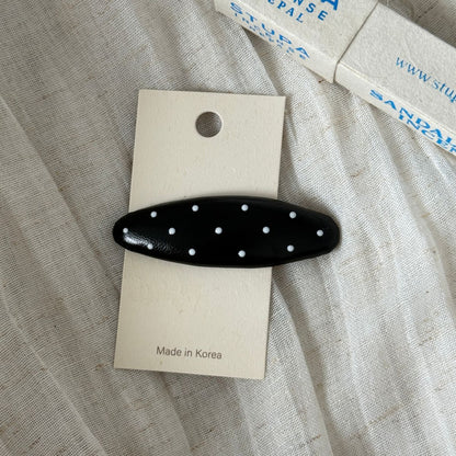 皮革波點簡約髮夾