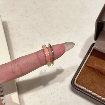 金色琺瑯雙層簡約戒指