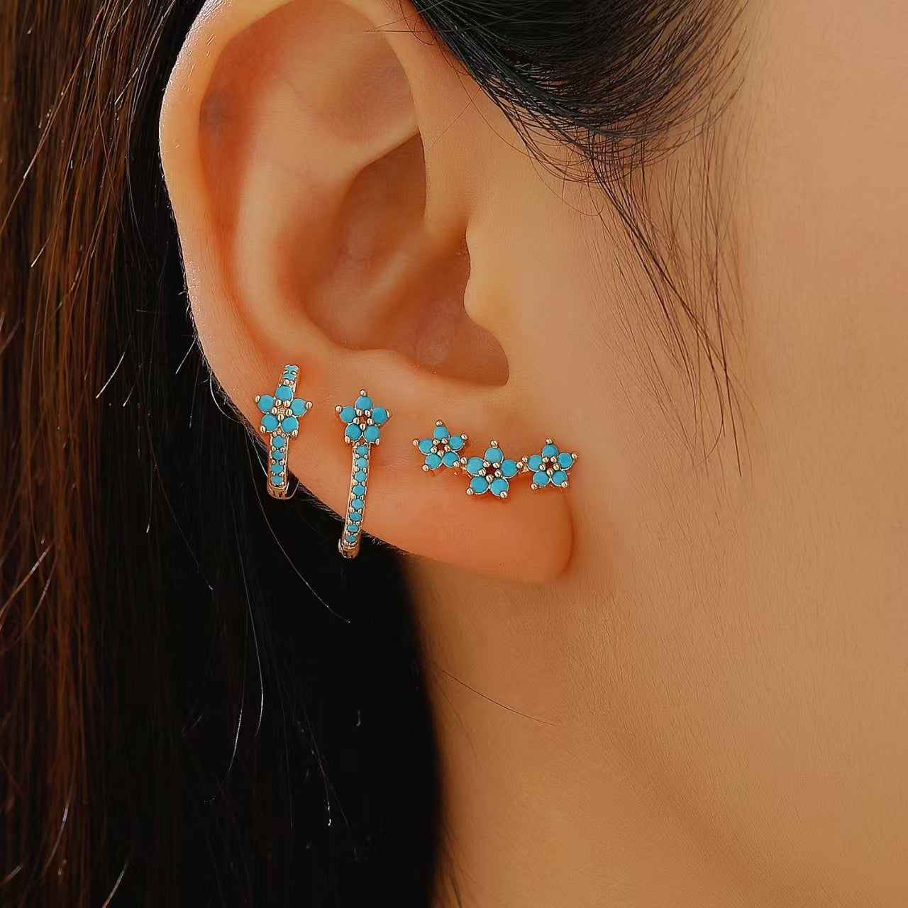 鋯石流蘇耳環三件組－第二視角實拍｜https://igowo.tw/