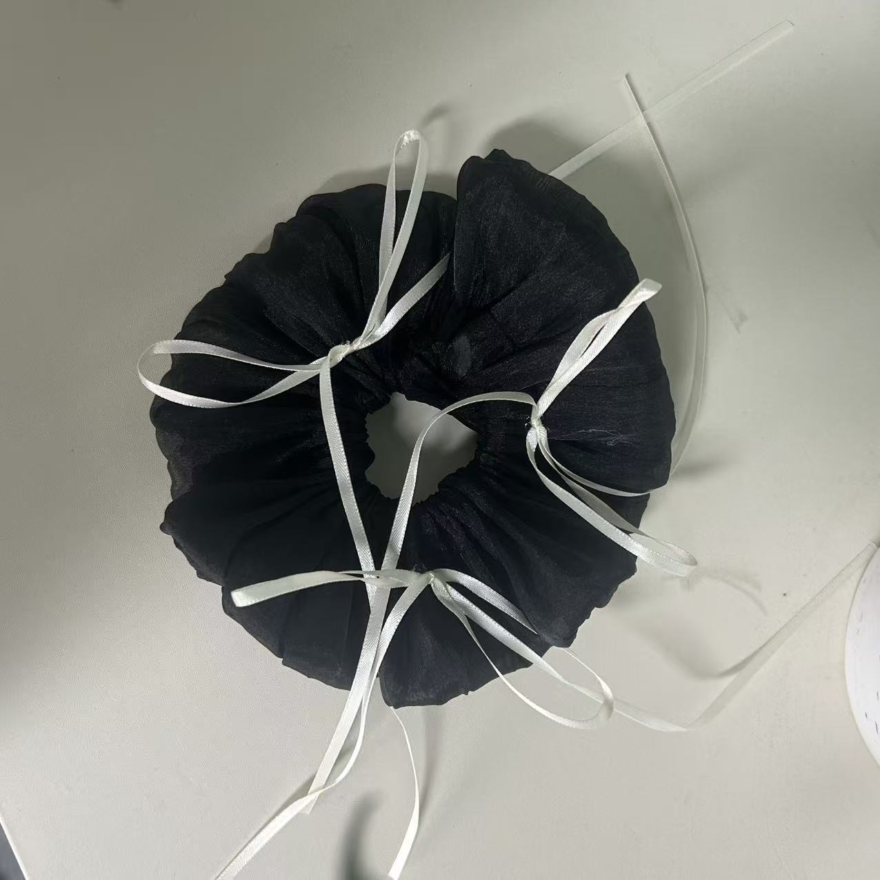 網紗蝴蝶結復古髮圈
