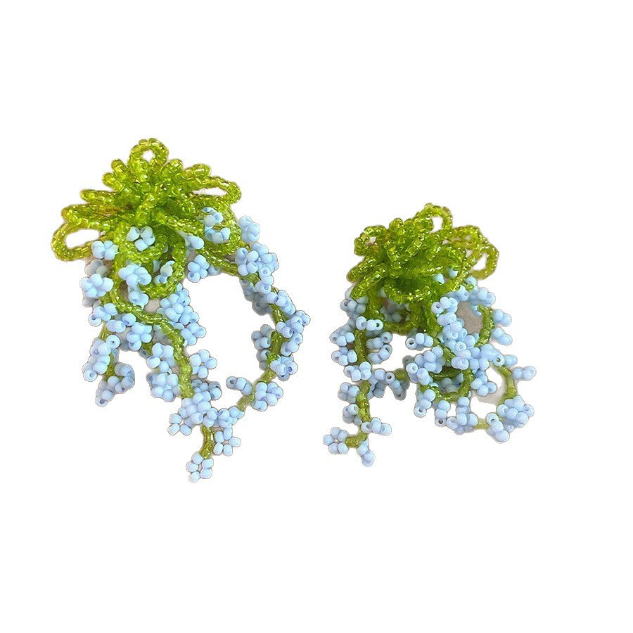 莫奈花園串珠系列耳釘多巴胺氛圍感甜美風耳環設計感小眾漂亮耳飾