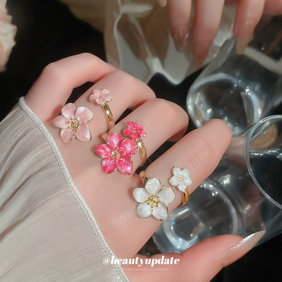 琺瑯花朵可調式戒指－商品主圖｜https://igowo.tw/