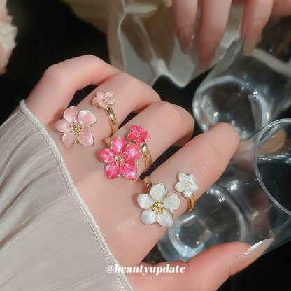 琺瑯花朵可調式戒指－商品主圖｜https://igowo.tw/