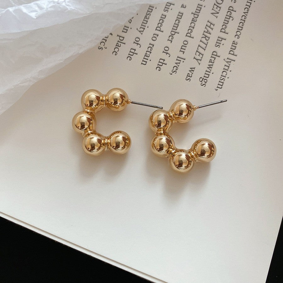 金色金屬簡約耳環－33#耳扣-金色款細節31｜https://igowo.tw/