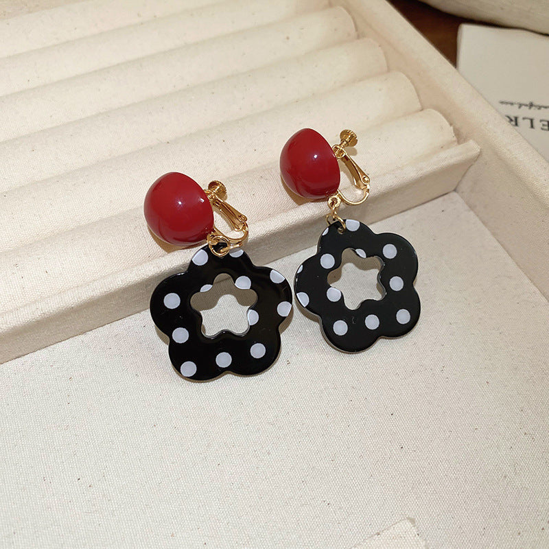 銀針個性波點花朵吊墜耳釘潮流時尚設計感耳圈新品小眾甜酷風耳飾