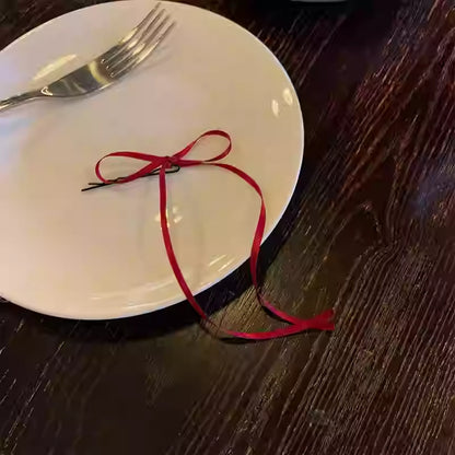 紅色緞帶玫瑰髮夾