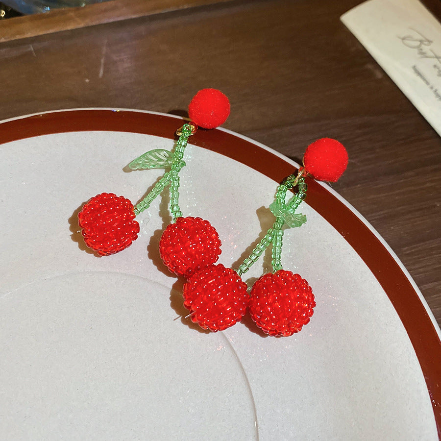 紅色花朵復古耳環－26#銀針-紅色款細節14｜https://igowo.tw/