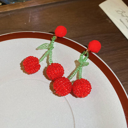 紅色花朵復古耳環－26#銀針-紅色款細節14｜https://igowo.tw/