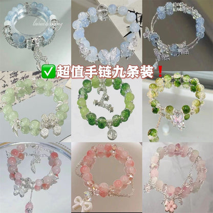 水晶蝴蝶串珠手鏈女款輕奢閨蜜送禮生日手串高顏值學生黨精致手飾