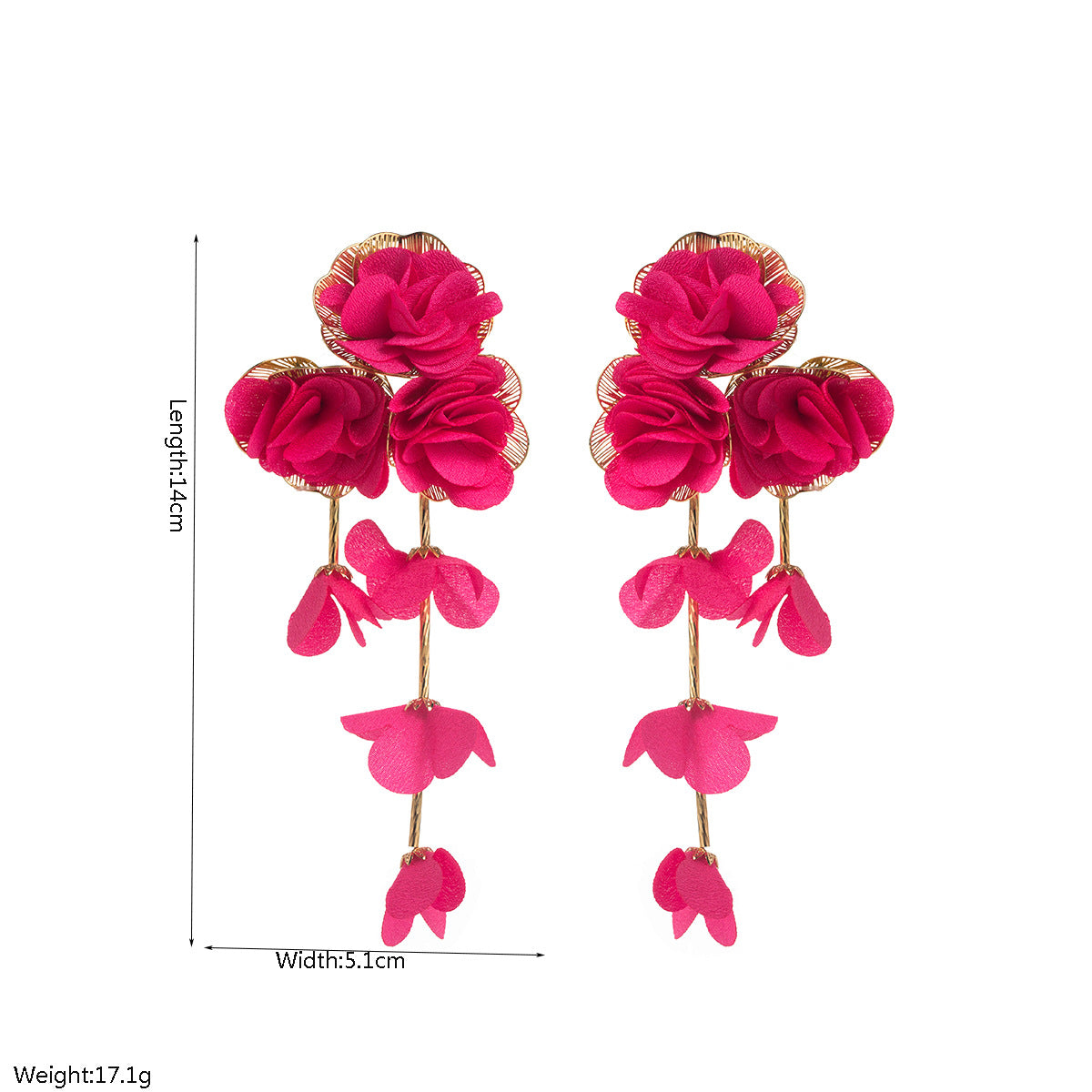 花朵多層長版耳環－白色款實拍｜https://igowo.tw/