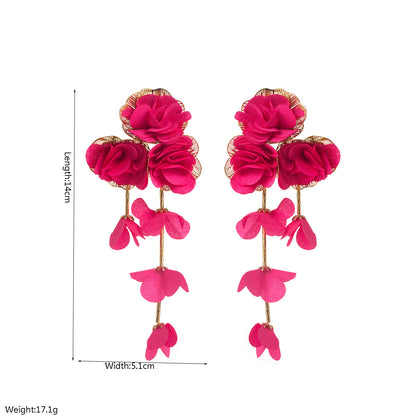 花朵多層長版耳環－白色款實拍｜https://igowo.tw/