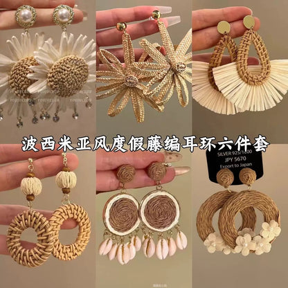 編織誇張耳環－商品主圖｜https://igowo.tw/