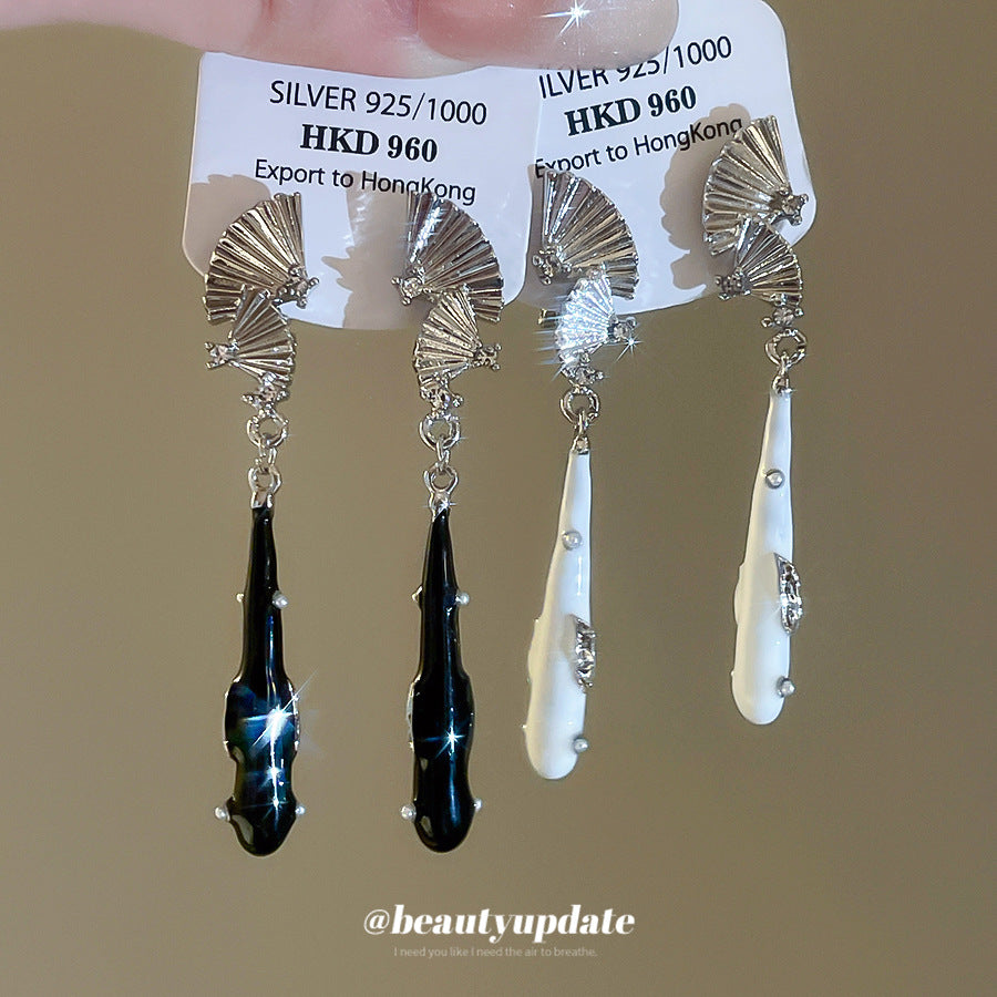 耳夾~新中式鋯石滴油水滴耳墜復古時尚氣質設計感小眾無耳洞耳飾