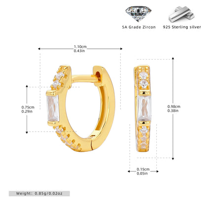S925 耳環時尚ins風鑲鋯石耳扣小眾精致高級感耳飾品