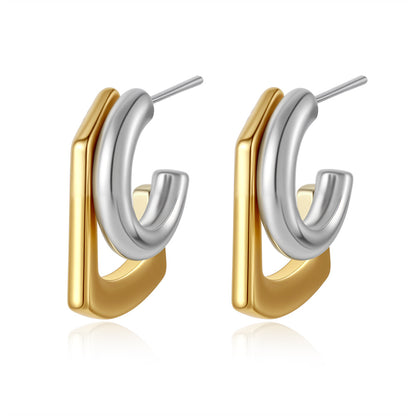 金色C形簡約耳環－細節特寫3｜https://igowo.tw/