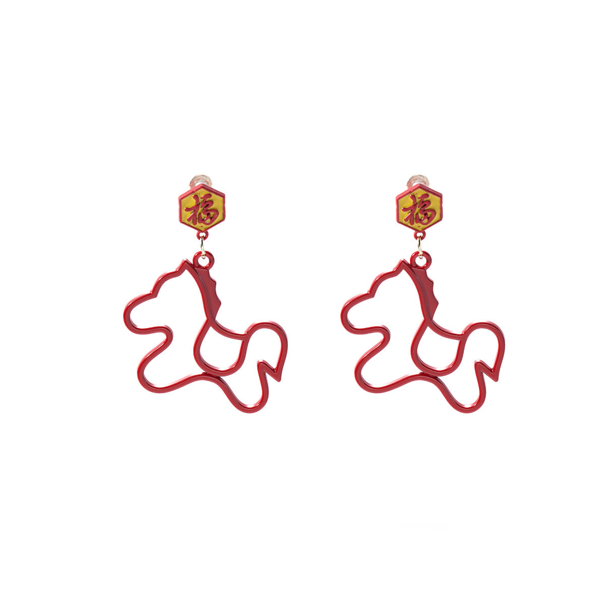 紅色銀針文字垂墜耳環－/馬上有錢款細節｜https://igowo.tw/