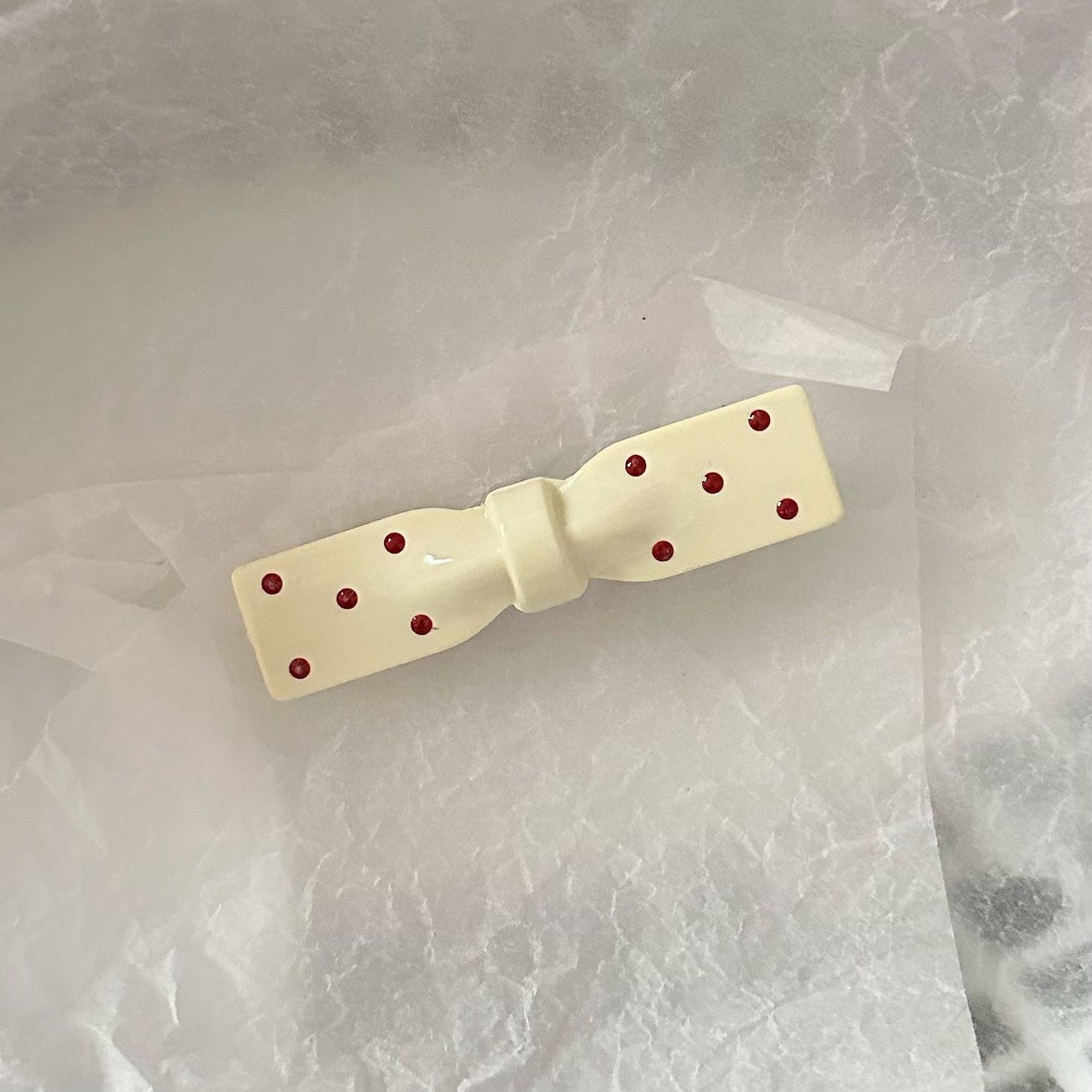 紅色波點蝴蝶結髮夾