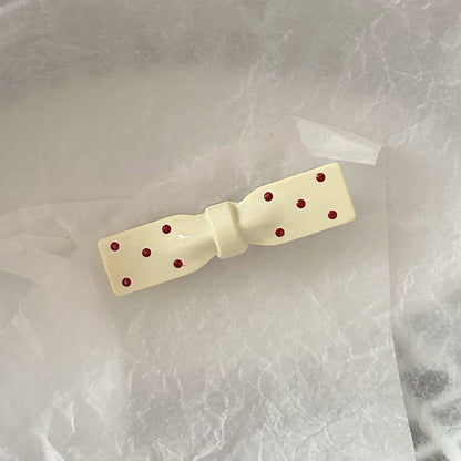紅色波點蝴蝶結髮夾
