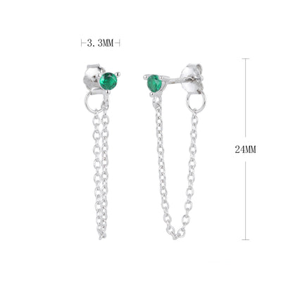 S925 外貿時尚精致簡約耳釘鑲鋯石耳線款潮流網紅風耳飾品