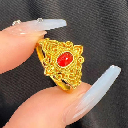 珍珠愛心可調式戒指
