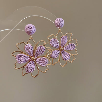花朵流蘇誇張耳環