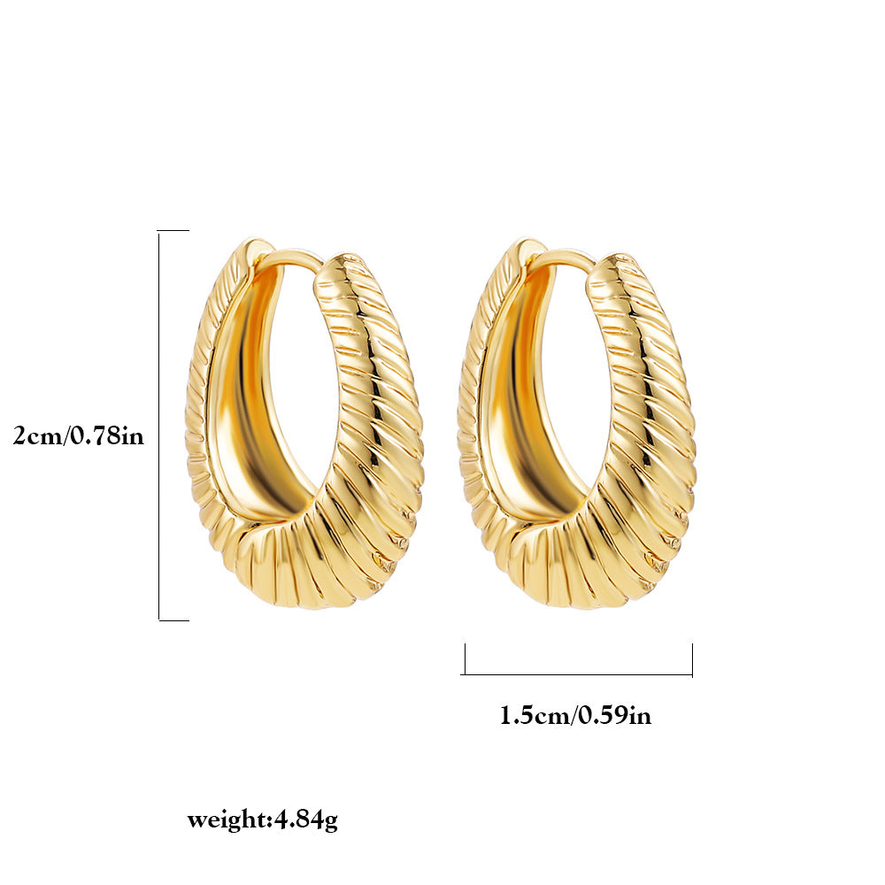 金色扭紋圓圈復古耳環－細節特寫5｜https://igowo.tw/
