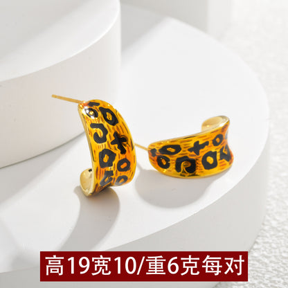 琺瑯豹紋耳環－細節特寫5｜https://igowo.tw/
