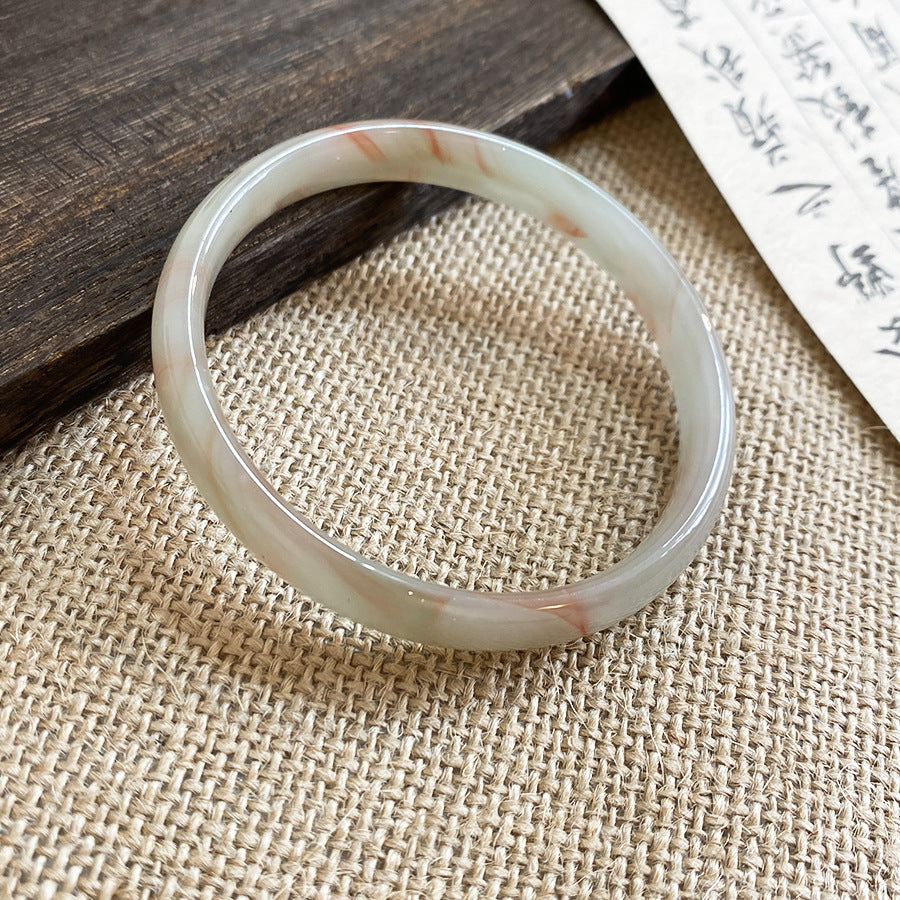 2026新款清冷感圓形玉髓手鐲輕奢高級感優雅手環小眾設計感手飾女