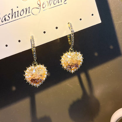 珍珠鋯石花朵流蘇耳環－細節特寫21｜https://igowo.tw/