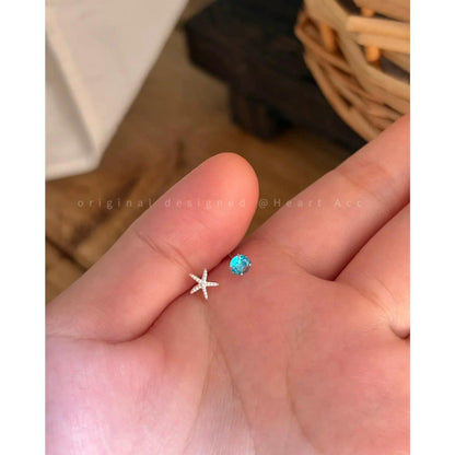 鋯石星星小巧耳釘－商品主圖｜https://igowo.tw/