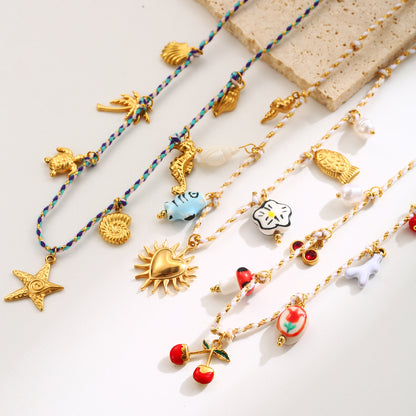 彩色星星貝殼墜飾項鍊－商品主圖｜https://igowo.tw/