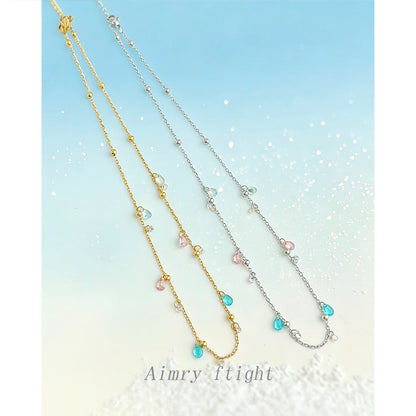 金色海藍寶水滴項鍊－商品主圖｜https://igowo.tw/