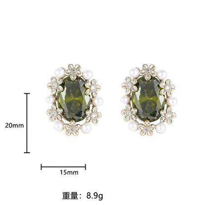 串珠花朵橢圓復古耳環－細節特寫2｜https://igowo.tw/