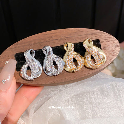 金色鋯石扭紋電鍍耳釘－商品主圖｜https://igowo.tw/