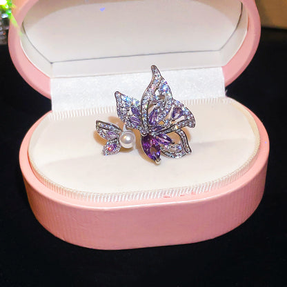 金色珍珠翅膀鏤空戒指