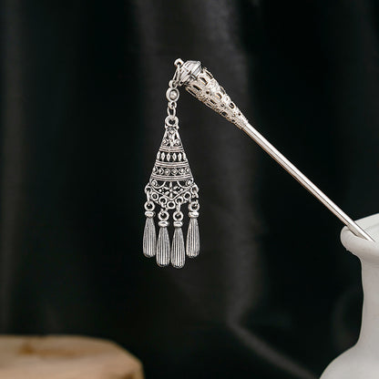 綠松石花朵流蘇髮簪－細節特寫18｜https://igowo.tw/