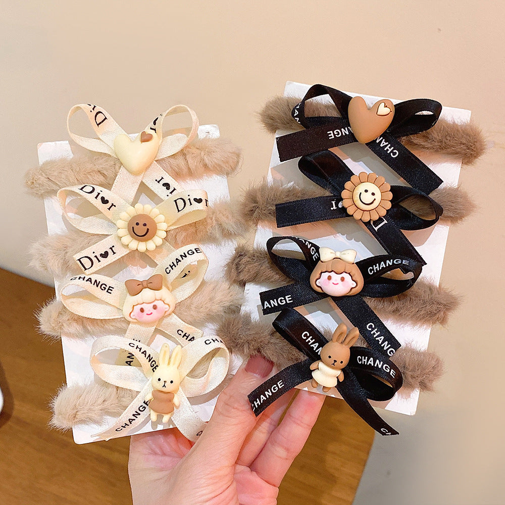 絨面蝴蝶結卡通髮圈－商品主圖｜https://igowo.tw/
