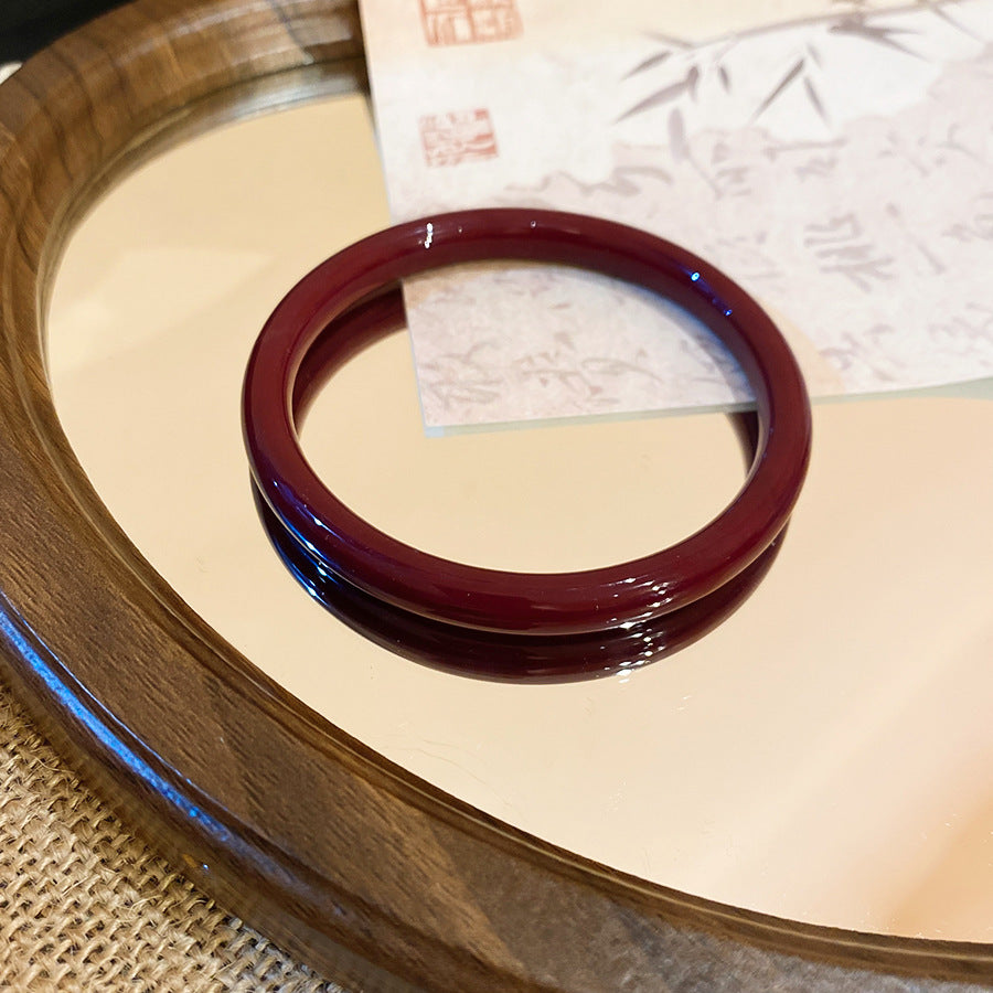 一步一響玉髓暈染圓條手鐲2026新款清冷感手環氣質輕奢高級感手飾