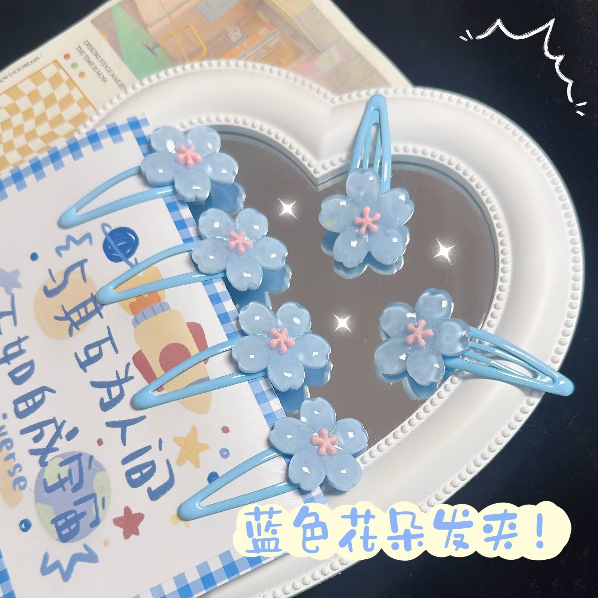 藍色花朵髮夾－商品主圖｜https://igowo.tw/