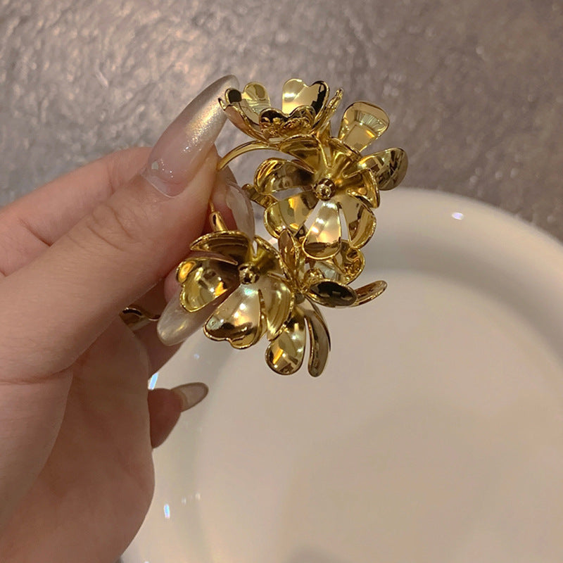 銀針金屬花朵幾何耳環復古輕奢氣質個性設計感耳釘時尚高級感耳飾