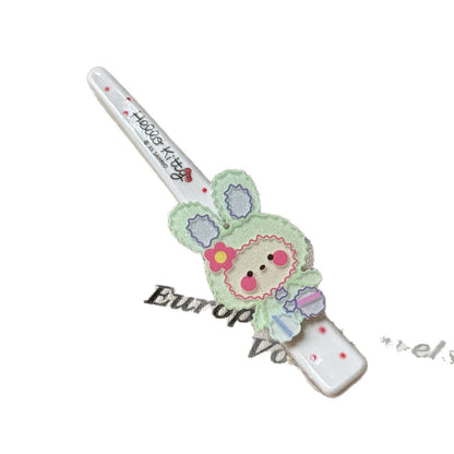 繽紛兔子波點髮夾－紫色小兔大號髮夾款細節3｜https://igowo.tw/