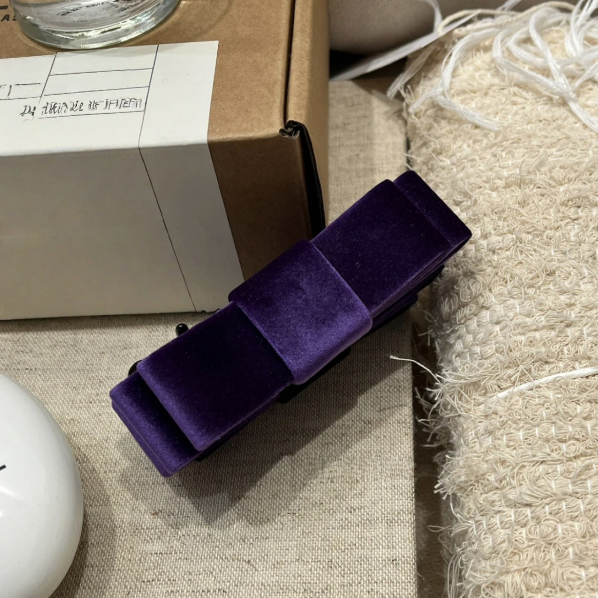 絨面蝴蝶結雙層髮夾