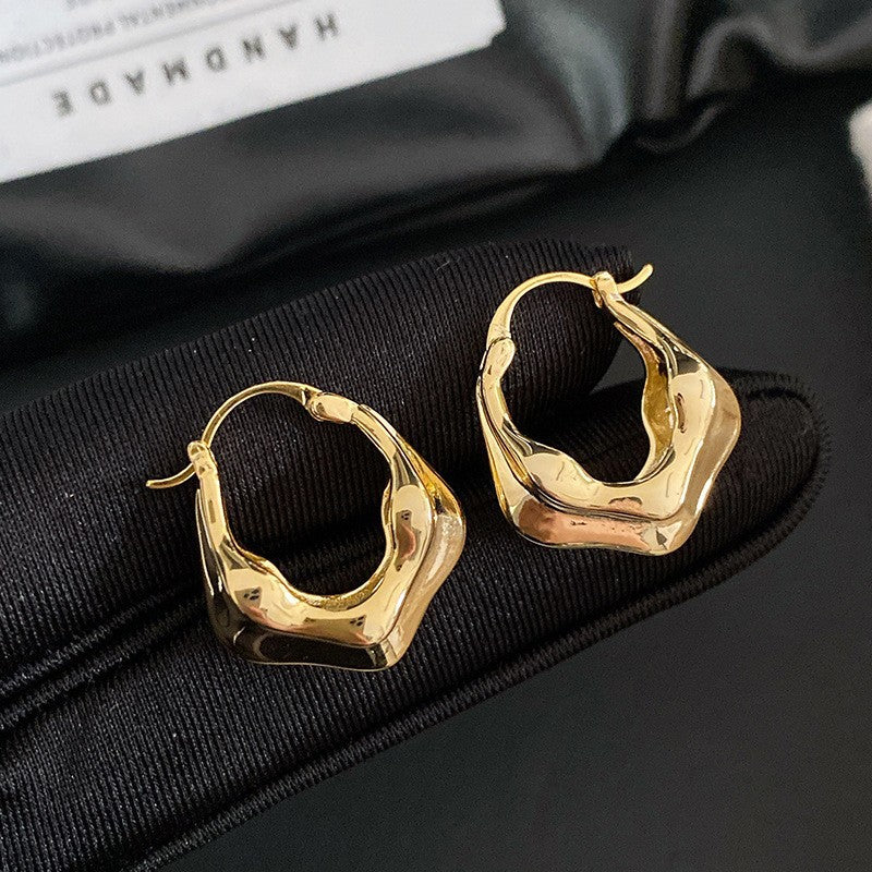金色金屬簡約耳環－36#耳扣-金色款細節32｜https://igowo.tw/