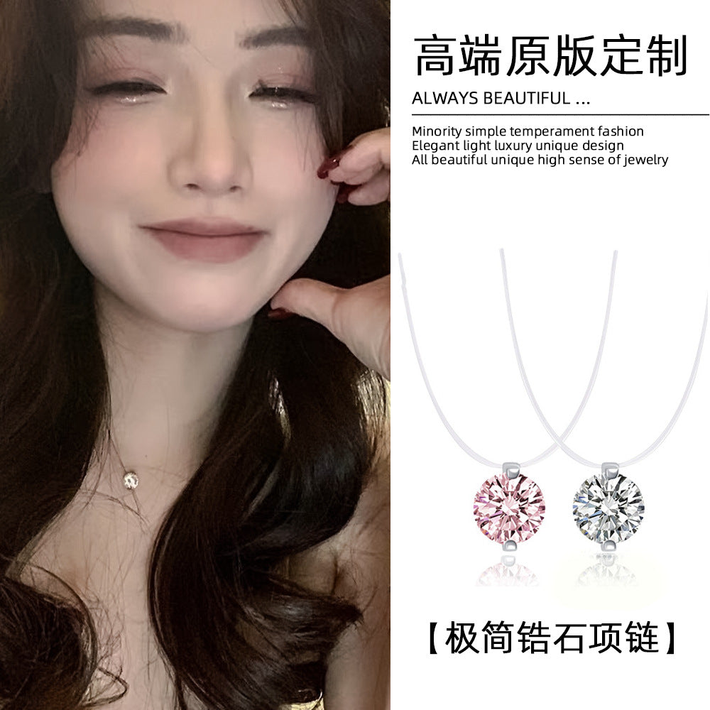 透明鋯石幾何墜飾項鍊－商品主圖｜https://igowo.tw/