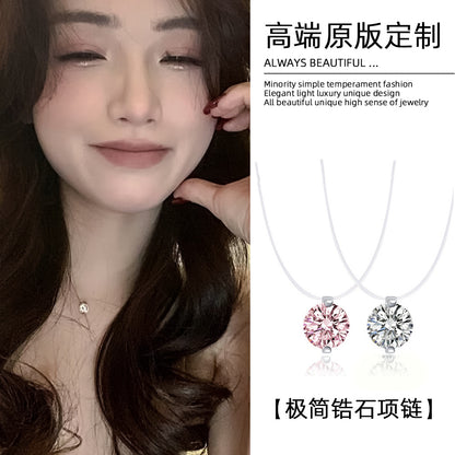 透明鋯石幾何墜飾項鍊－商品主圖｜https://igowo.tw/